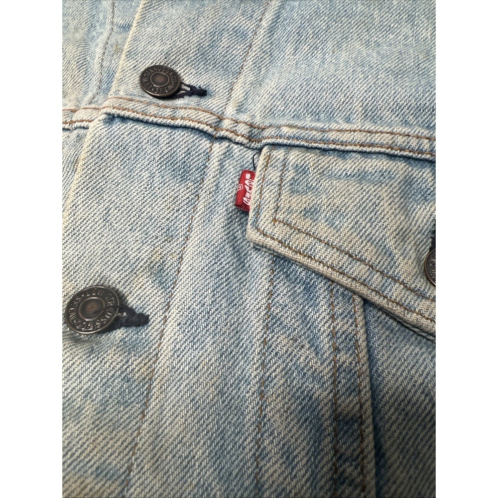 Levi's VTG 70s Denim Trucker Jacket Sz 44 Type 3 70505 0214 Light Wash Thrashed! - Picture 16 of 16